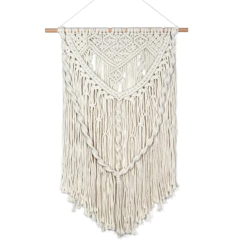 JONKASIPA Macrame Wall Hanging - Bohemian Handmade Woven Tassel Tapestry Chic Lace Hanging Home Decor,Macrame Wall Decor for Bedroom,Living Room or Apartment(White) - color: White-01- Tassel