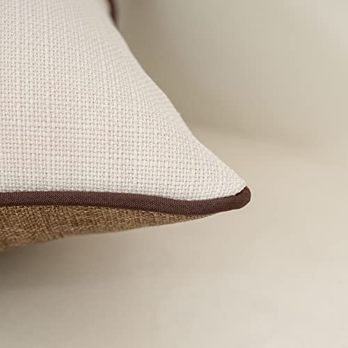 Yangest Patchwork Pillow Cover 18x18 Inch Luxury Cotton and Linen Cushion Cover Square Pillowcover for Couch Bedroom Living Room, Brown - color: Coffee Brown, size: 18" x 18" (Pack of 1)