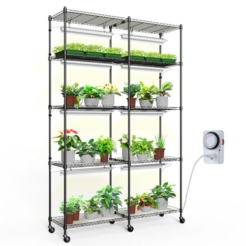 CX1 Plant Stand with Grow Lights for Indoor Plants, 5-Tier Large Tall Metal Plant Shelf with 1.6FT 160W Full Spectrum Plant Lights for Indoor Growing, 47x13.8x70.9IN - color: 5000k-cx1, size: 47.2x13.8x70.9IN