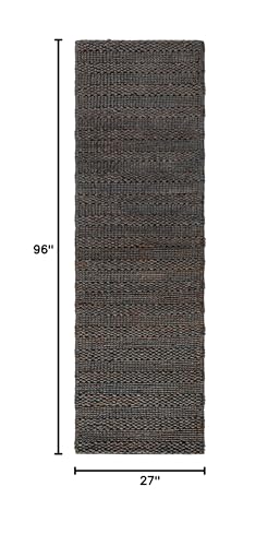 SAFAVIEH Natural Fiber Collection Runner Rug - 2'3" x 8', Charcoal, Handmade Jute, Braided Woven Design, Ideal for Living Room, Bedroom (NF212C) - color: Charcoal, size: 2'3" x 8' (Runner)