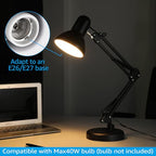 TORCHSTAR Metal Desk Lamp with Clamp, Swing Arm, Architect Adjustable Gooseneck Table Lamp, Clip Desk Lights for Home Office, Work, Study, Reading, E26 Base, Multi-Joint, Black - color: Black