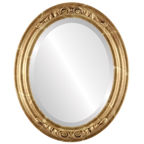 OVALCREST Oval Beveled Wall Mirror for Home Decor - Florence Style - Champagne Gold - 20" x 16" - color: Champagne Gold, size: 20"L x 16"W