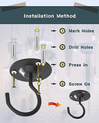 NACETURE Ceiling Hooks for Hanging Plants 3 Pack - Plant Hanger Indoor Hanging Hooks Metal Plant Bracket Iron Lanterns Hangers for Wind Chimes (White 3 Pack + Chain) - color: White 3 Pack + Chain
