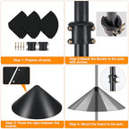 FEED GARDEN Bird Feeder Pole Squirrel Proof 92" Heavy Duty Shepherds Hook for Outdoor, Double Hooks with 19" Squirrel Baffle, 5-Prong Base Adjustable Bird Feeder Stand for Plants & Lanterns - size: 92 Inch Pole&Baffle