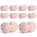 10 Pack Jumbo Chenille Yarn for Crocheting, #10 Super Bulky Baby Soft Yarn for Hand Knitting, 220 yds /70.5 oz Fluffy Chunky Knit Throw Blanket Yarn (Pink) - color: Pink