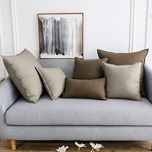 Jeanerlor 18"x18" Solid Cotton Linen Decoration Throw Pillow Case with Zipper Euro Sham Cushion Case Cool Pillow Cover Delicate Decorative Pillowcase for Chair/Bed/Couch,2 Packs, Khaki - color: Khaki, size: 18" x 18" (Pack of 2)