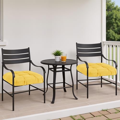 MTMR Outdoor Chair Cushions Set of 2, 19x19 Waterproof Wicker Seat Cushions for Patio Furniture, Tufted Outdoor Replacement Furniture Pad for Porch Lawn Wicker Desk Dining Rocking Chair, Yellow - color: Yellow