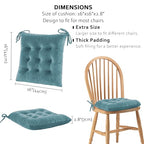 ELFJOY 4 Pack Chair Cushions for Dining Chairs Chair Pads Cushion for Kitchen Office Tufted Square Seat Cushion with Ties (16" Blue Velvet) - color: Blue Velvet