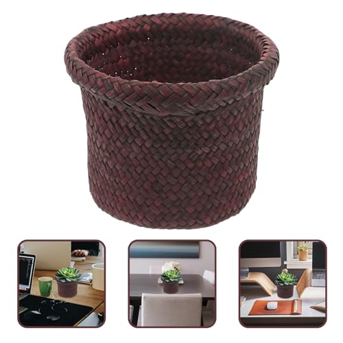 NUOBESTY Round Seagrass Planter Basket: 5.5x7.1" Woven Pots Cover Plant Pots Containers - Wicker Plant Basket Desktop Sundries Container - for
