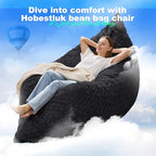 Hobestluk 3 in 1 Bean Bag Chair Giant Bean Bag Chairs for Adults with Chevron Plush Fur Cover Convertible Bean Bag Floor Cushion with Machine Washable Cover for Living Room (Chevron Plush Black) - color: Coal Black