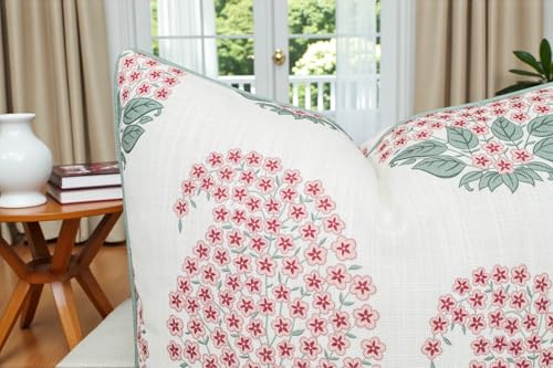 VAGMINE Indian Block Print 20x20 Inch Throw Pillow Cover - Pink Sage Floral Buti Motif on Textured Polyester - Cushion Case for Couch Sofa - Samira Paisley - color: Samira Paisley, size: 20" x 20" (Pack of 1)