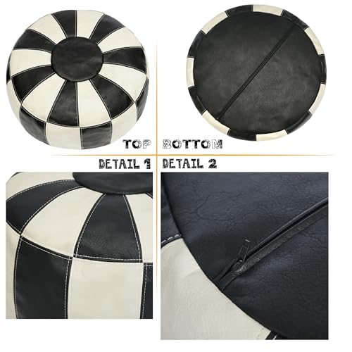 Thgonwid Unstuffed Moroccan Ottoman Pouf Cover, Ottoman Footstool Storage Solution, Bean Bag Chair, Foot Rest, Multi-Black&White - color: Multi-black&white