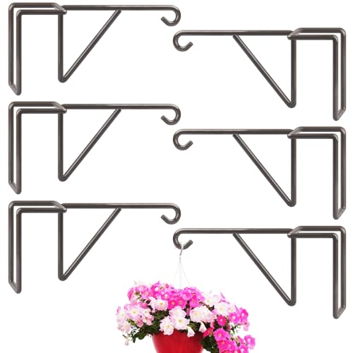 6 Pack Vinyl Fence Hooks, Heavy Duty Durable Brown Fence Plant Hangers for Outdoor, Over The Fence Hooks, Patio Hooks for Hanging Plants, Flower Baskets, Bird feeders, Lights, Pool Equipment - color: Brown