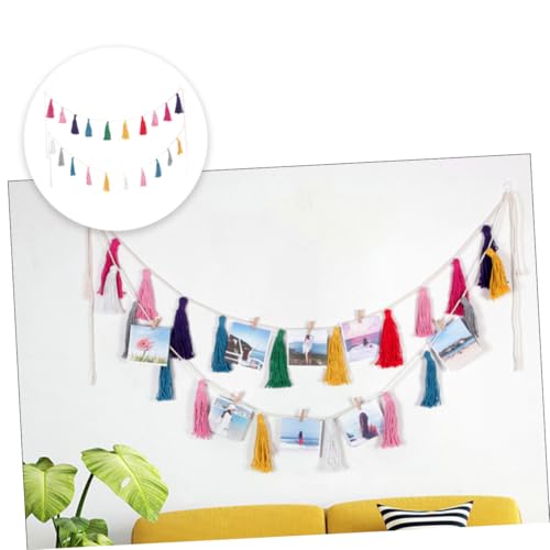 HOMSFOU Colorful Tassel Garland Wall Hanging Bohemia Tassel Banner Home Décor Accent for Bedroom Living Room 2pcs Set Decorative
