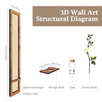 YOOSART 8" x 47" Boho Vertical Rattan Wall Art with Water Vase Stand, Neutral Style Wall Planter Decor with Artificial Floral Accents, Tall Narrow Wall Decor for Living Room, Entryway (Bamboo Weaving)