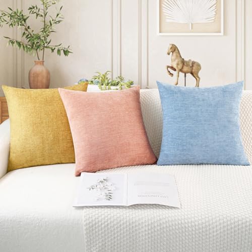 CaliTime Throw Pillow Covers Decorative 16 X 16 Inches Pack of 2 Cozy Soft Chenille Cushion Cases for Couch Sofa Bed Living Room Home Gold - color: Gold, size: 16" x 16" (Pack of 2)