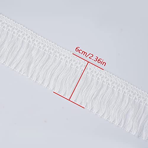 10 Yards X 6cm Wide Cotton Tassel Fringe Trim Lace Fibre Tassel Fringe Trim for Clothes Accessories DIY Sewing Craft Lamp Shade Decoration Wedding Dress - color: white