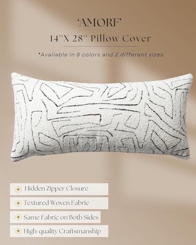 Throw Pillow Covers, Pack of 1 Woven Jacquard Cushion Covers for Sofas, Couches, Bed, Boho Home Decor, Cozy Soft and Comfortable Pillow Cases Bed, Amorf, White 14x28 Inch - color: White, size: 28" x 14" (Pack of 1)