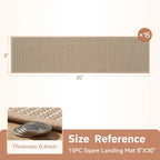 15PC Jute Stair Treads for Wooden Steps-Non Slip Peel and Stick Stair Treads Indoor, Adhesive Staircase Step Treads Residue Free, Cat-Friendly & Scratch-Resistant Durable Stair Runner Rug,8"x30" Beige - size: 8"x30"
