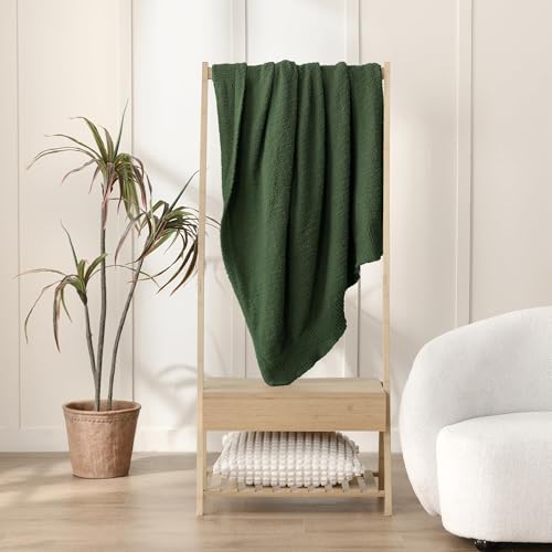 JOOJA Emerald Green Throw Blanket, Soft Fluffy Fuzzy Knit Blanket for Couch Bed Sofa, Cozy Plush Warm Blanket for Bedroom Living Room, Spring Home Decor, 50x60 Inches - color: Dark Green, size: 50x60