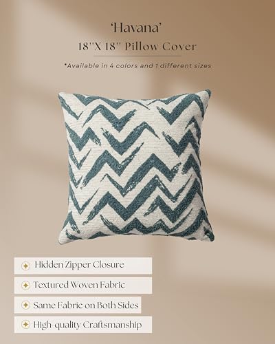 Woven Jacquard Throw Pillow Cover, Pack of 1 Geometric Pattern Textured Decorative Cushion Covers for Sofas, Couches, Fade Resistant Pillow for Sofa & Couch, Havana, Blue-White, 18x18 Inch - color: Blue & White