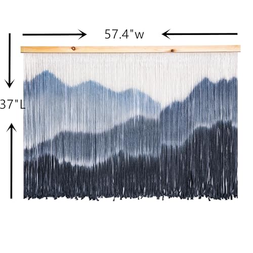 laddawan Extra Large Boho Wall Decor For Bedroom Macrame Wall Hanging Dip-Dyed Tapestry Modern Wooden Home Wall Art For Living room (black3) - color: black3
