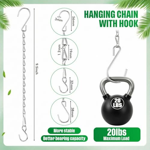 2 Pack Hanging Chain for Bird Feeders, Planters, Lanterns and Ornaments (9.5 Inch, Silver) - color: Silver, size: 9.5 Inch