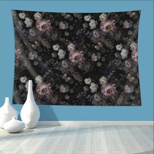 Keiutexe Black Rose Flower Tapestry 60" X 40" Wall Hanging Party Decorations Home Decor For Bedroom Living Room Dorm (150 X 100cm) - color: Black Rose Flower, size: 60 X 40 Inch