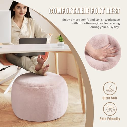 Gericco Round Stuffed Pouf Ottoman for Foot Rest, A Round Modern Foam Filled Poufs, Floor Chair for Living Room, Nursery, Dorm, A Soft Modern Foot Stool Perfect to Rest Your Feet (Pink, 20Inch) - color: Pink, size: 20.1"D x 20.1"W x 15"H