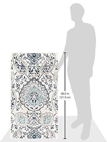 SAFAVIEH Madison Collection Accent Rug - 2'3" x 4', Cream & Light Grey, Glam Paisley Design, Non-Shedding & Easy Care, Ideal for High Traffic Areas in Entryway, Living Room, Bedroom (MAD600C) - color: Cream/Light Grey, size: 2'3" x 4' (Rectangular)