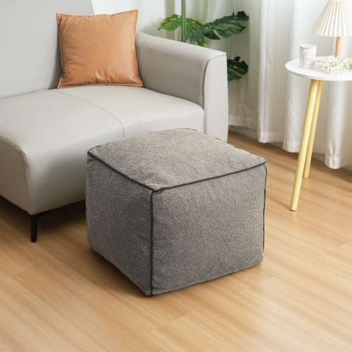 Pouf Ottoman Stuffed Modern Foam Filled Foot Rest Poufs for Living Room Chair Decorative 20 X 15 Inches Boho Relax Stool Floor Poufs Foot Rest for Living Room,Grey - color: Grey