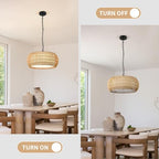 19 Inch Boho Chandeliers for Dining Room 5-Lights Farmhouse Light Fixtures Large Pendant Light Hand Woven Dining Table Light Fixture Rattan Hanging Lamp for Kitchen Island - size: 19 Inch
