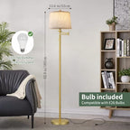Ruiever Dimmer LED Floor Lamp,Tall Standing Lamp with Swing Arm,Gold Lamp with Dimmer LED Bulb,Elegant Floor Lamp for Living Rooms & Bedroom (Gold) - color: Gold
