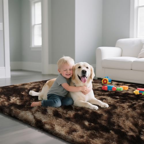 Fluffy Rug Shag Area Rug, Mottling Brown 2x4 Area Rugs for Bedroom, Small Bedside Rug, Soft Fluffy Shag Entryway Throw Rugs for Living Room Bedroom Room Home Decor - color: Mottling Beige, size: 2' x 4' (Rectangular)