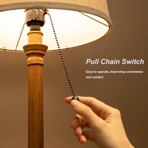 Oneach 19.5" Small Table Lamps Set of 2, Pull Chain Switch Bedside Metal Table Lamps, Modern Nightstand Lamp with Linen Shade, Rustic Lamp for Living Room, Bedroom, Home Office, Nursery - color: Wood Grain-2Pack