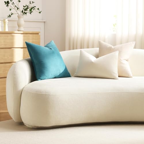 DEZENE Lumbar Pillow Covers 12x20 Cream: Pack of 2 Cozy Soft Velvet Rectangular Modern Luxury Decorative Throw Pillow Cases for Sofa Couch Living Room Bed Home Decor - color: Vanilla Ice, size: 20" x 12" (Pack of 2)