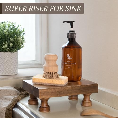 EOSAHR Farmhouse Wooden Riser for Display : Decorative Pedestal Stand for Kitchen Decor and Perfume Tray for Bathroom Counter Organizer - The Home Decor for Apartment Essentials (Acacia Wood) - color: B-Light Acacia