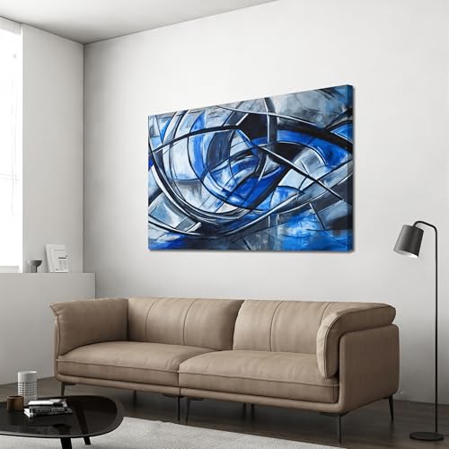 Abstract Wall Art Decor Modern Wall Art Pictures for Living Room Canvas Art Wall Decor Abstract Blue Wall Art Prints Artwork for Walls Black and White Wall Art Decorations Home Office Decor 24" X 36" - color: JYQ-01S, size: 36"L x 24"W