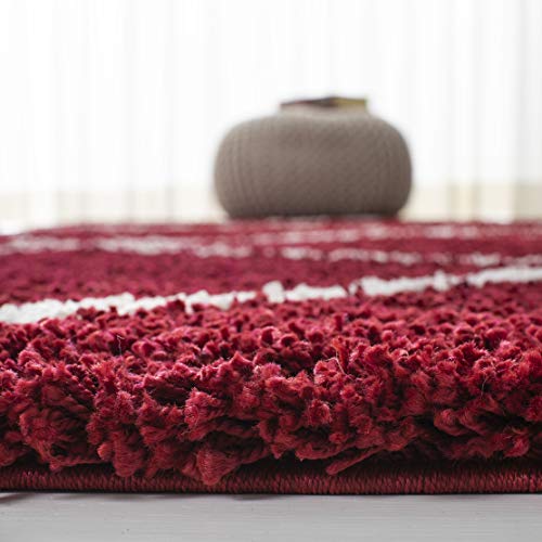SAFAVIEH Hudson Shag Collection Accent Rug - 2' x 3', Red & Ivory, Modern Trellis Design, Non-Shedding & Easy Care, 2-inch Thick Ideal for High Traffic Areas in Foyer, Living Room, Bedroom (SGH281R) - color: Red/Ivory, size: 2' x 3' (Rectangular)