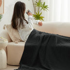 Love's cabin 100% Cotton Muslin Blanket, 6 Layer Lightweight Breathable Gauze Queen Size Blanket 90 x 90 Inches, Soft All Season Blanket for Bed, Black - color: Black, size: Queen(90"x90")