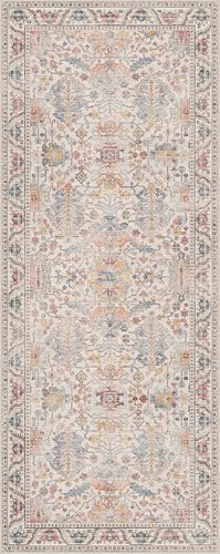 Bavni Runner Rug, Machine Washable Rugs for Bedroom 2x5, Non Slip Boho Rugs with Rubber Backing, Ultra-Thin Folable Rug Runner for Hallways Bathroom, Retro Multi - color: Retro Multi, size: 2' x 5' (Rectangular)