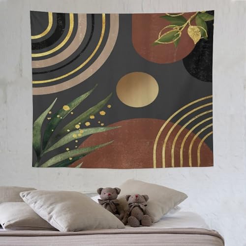Boho Leaf Tapestries,Mid Century Abstract Black Gold Leaves Tropical Palm Modern Minimalist Geometric Wall Hanging Neutral Home Decor Art for Living Room Bedroom Dorm 40"x30" - color: Boho Leaf-7, size: W40xL30in