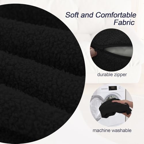 MeMoreCool Stuffed Round Pouf Ottoman Foot Rest, Floor Pouf Foot Stool with Soft Foam Chunk Filling, Small Round Ottoman Footstool Circle Footrest for Living Room, Black - color: Teddy Black