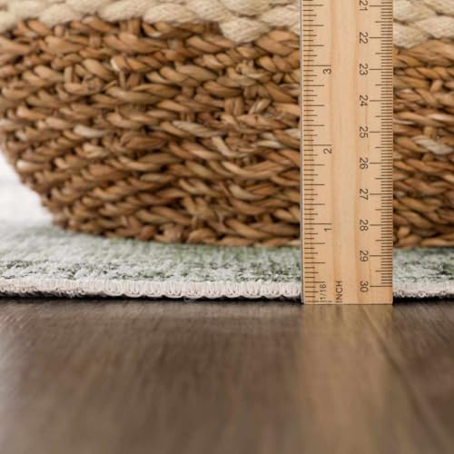 Hauteloom Cristy Bohemian Vintage Medallion Area Rug - Farmhouse Oriental Carpet for Living Room, Bedroom - Machine Washable- Cream, Olive - 6'7" x 9' - color: Cream, Olive / Cristy, size: 6'7" x 9' (Rectangular)