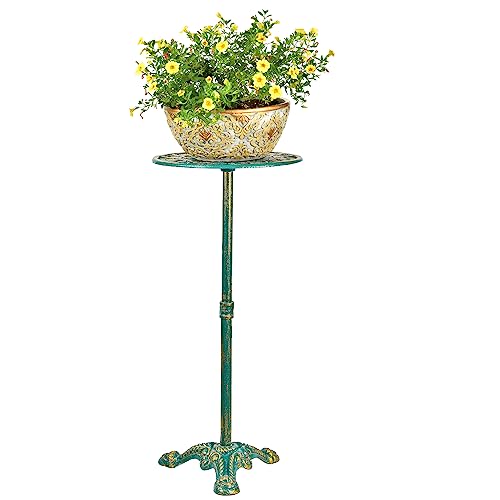 Sungmor Heavy Duty Cast Iron Potted Plant Stand, 24.2" Tall Metal Plant Stand, Vintage & Rustic Style Flower Stand Indoor Outdoor Garden Table, Decorative Flower Pot Holder for Balcony Patio - color: Antique Green - 24.2INCH