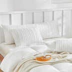 WARMDERN White Striped Pillow Covers Queen Pillow Cases Soft Microfiber Stripe Pillow Cases Set of 2 Boho Tufted Stripes Textured Pillowcase with Envelope Closure(White, Queen, 20x30 Inches) - color: White-striped, size: 20" x 30" (Pack of 2)