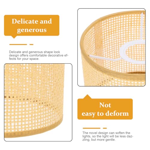 Rattan Lampshade 6.29X6.29X4.72 Inch Hand Woven Lamp Cover Natural Wicker Lamp Shade Soft Light Diffuser for Table Lamps Living Room Bedroom Decor