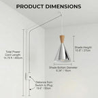 DEC LUCE DECOLUCE LIGHTING Modern Plug in Pendant Light Kitchen, Adjustable Hanging Lamps Plug into Wall Outlet for Dining Room, Bedroom, Living Room, Contemporary Wall Décor(Chrome) - size: funnel pendant light chrome