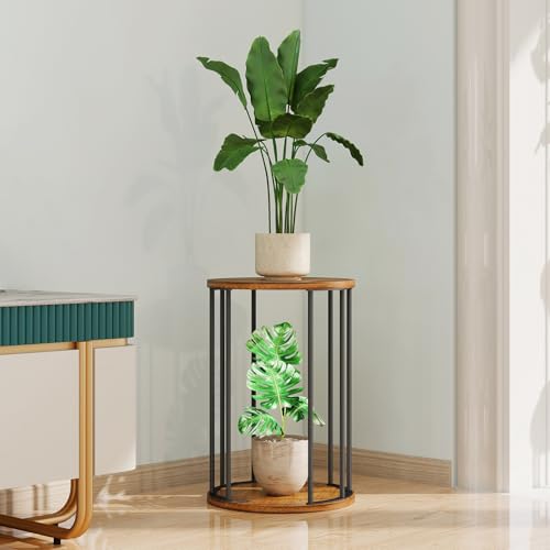 Plant Stand Indoor,small plant stool,Flower Pot Corner stand holder,Mid Century Heavy Duty Metal Tall Home Decor,Modern Round End Table,Small Rustic Display Stand for Living Room,Bedroom(Brown,18In) - color: 45cm brown