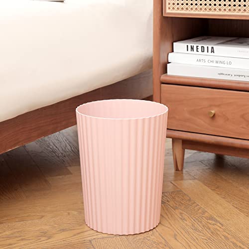 JiatuA Small Trash Can Plastic Wastebasket Round Garbage Container Bin for Bathroom, Kitchen, Bedroom, Home Office, College Dorm, Pink - color: Pink, size: 1.8 Gallons